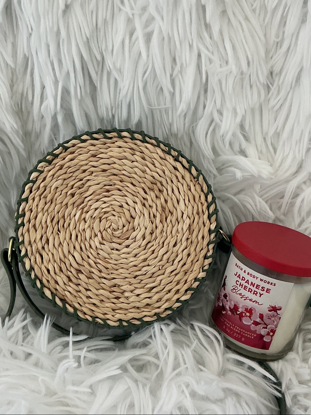 Bath and Body Works round woven crossbody and Japanese Cherry Blossom Candle - Picture 5 of 8